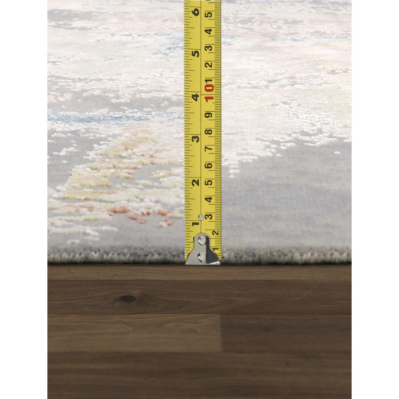 Hand Knotted Abstract Area Rug in L. Grey, Rectangle 8' x 10'