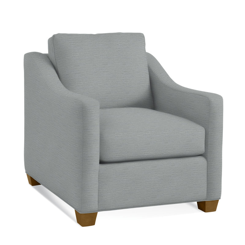 Oliver Chair, Havana Finish, Light Blue Performance Fabric; 0851-55
