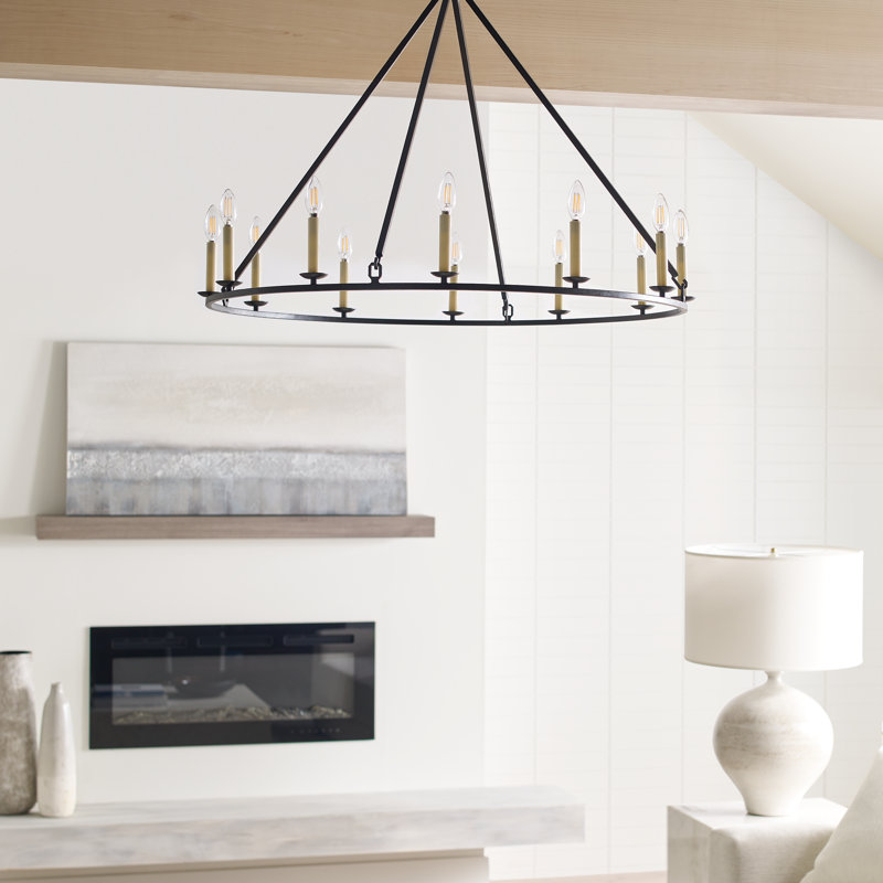 Chapman & Myers Darlana Medium Single Ring Chandelier, 31.5" H x 40" W x 40" D, Aged Iron