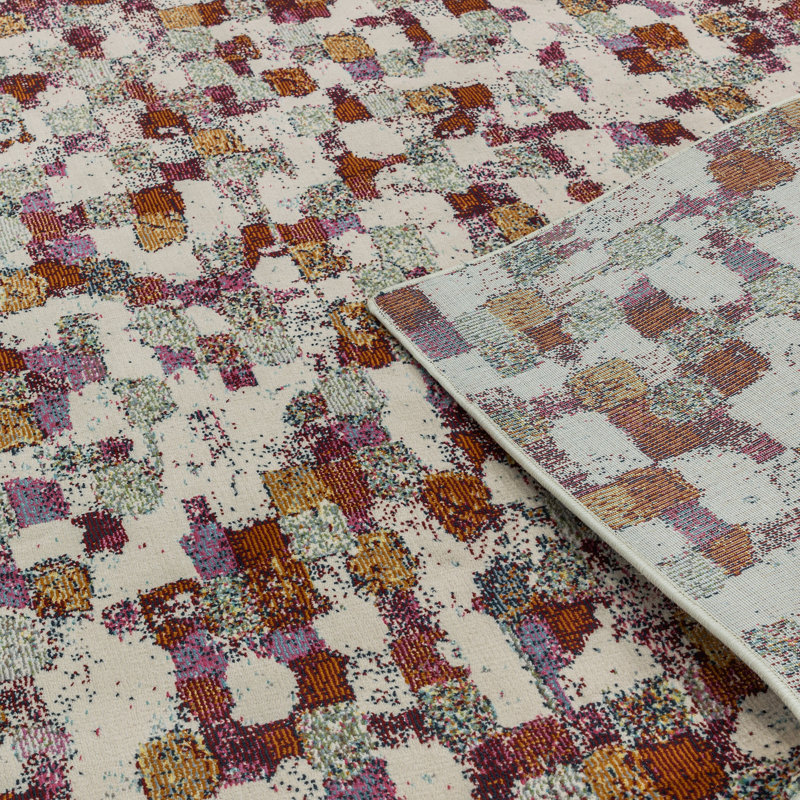 Varasteh Pixel Flatweave Cream/Pink/Orange Rug, Rectangle 160 x 230cm