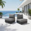 2-Piece Gray Aluminum Modular Armless Chairs For Pool Garden Balcony Porch (Set Of 2)