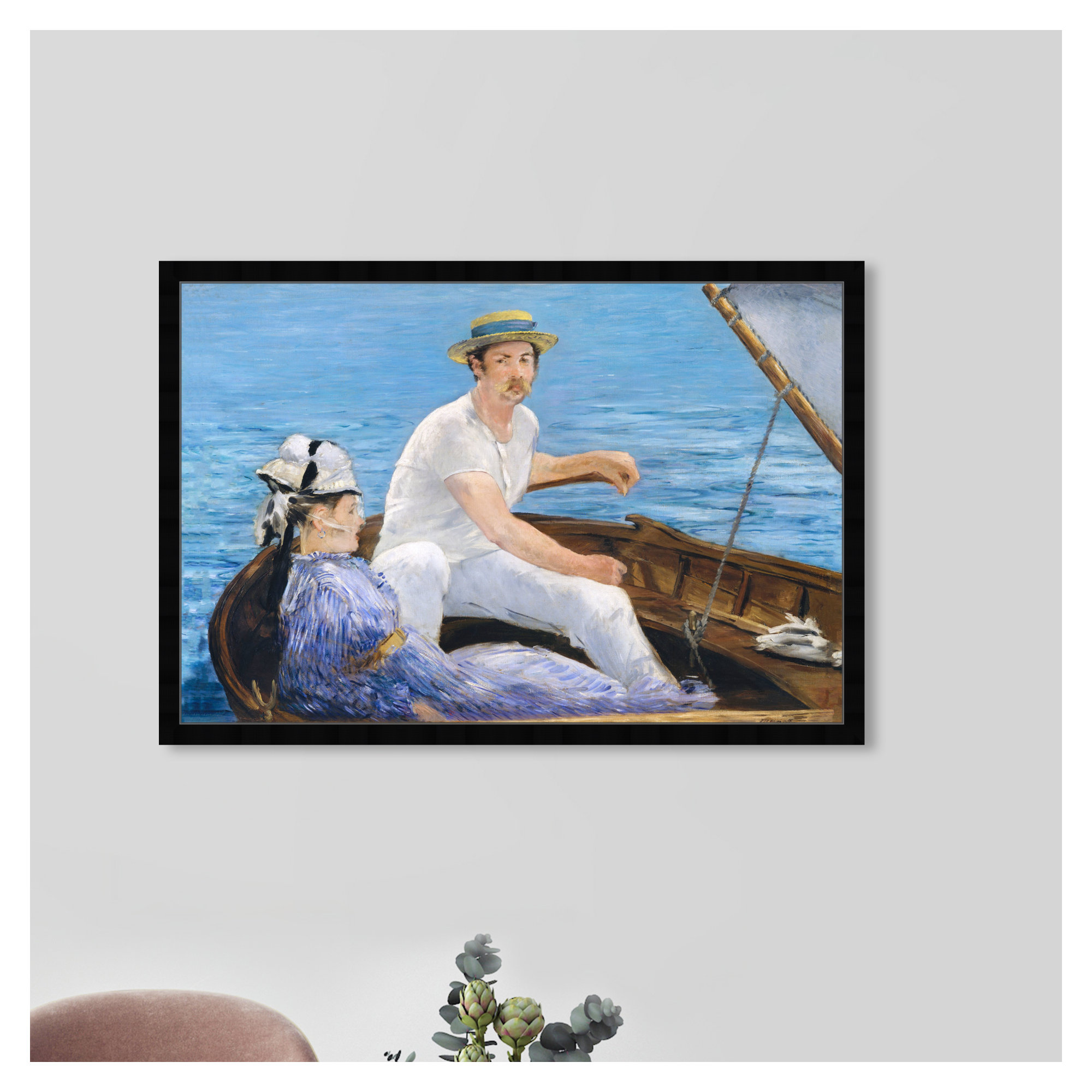 Manet - Boating 1974, 36" H x 54" W x 0.5" D, Black