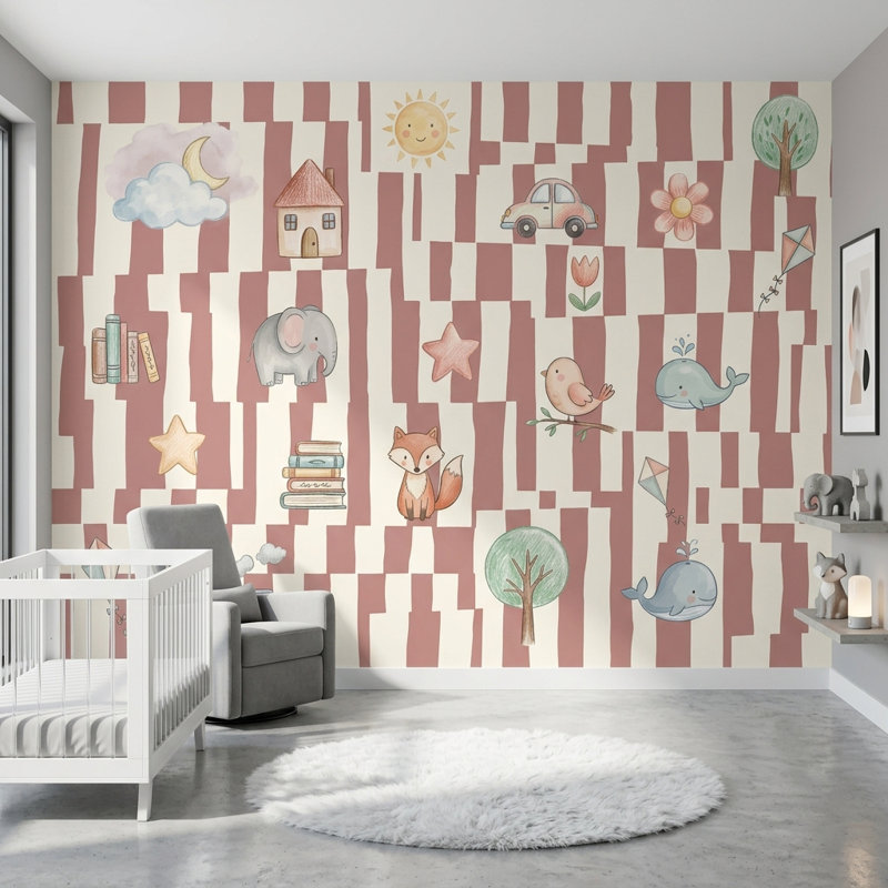 Kids Wallpaper Nursery Whimsical Removable Wall Decor, Non-Woven Nonpasted, 200"x120"