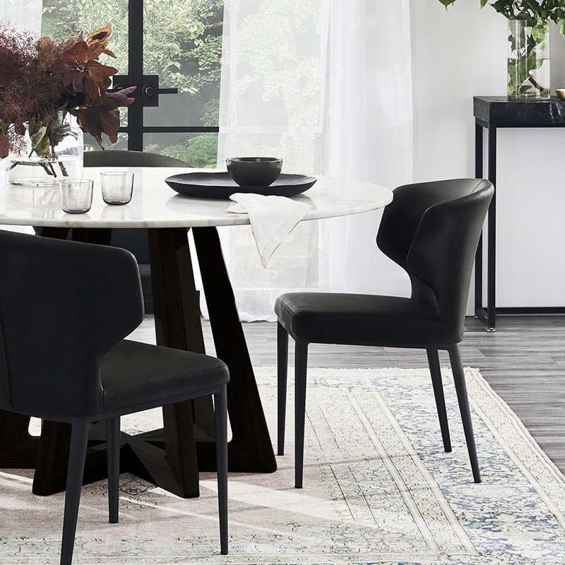 Chaise rembourrée Aislinn, Gris anthracite, Noir