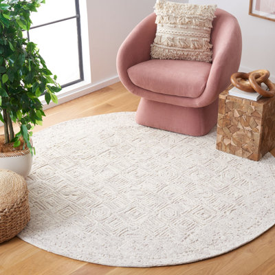 Anaissa Textual Hand Tufted Wool/Cotton Southwestern Rug in Beige