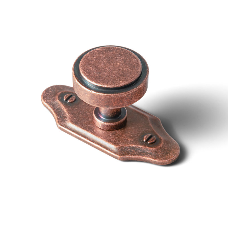 1.2'' Diameter Circle Knob With Backplate（G023） Multipack, Antique Copper