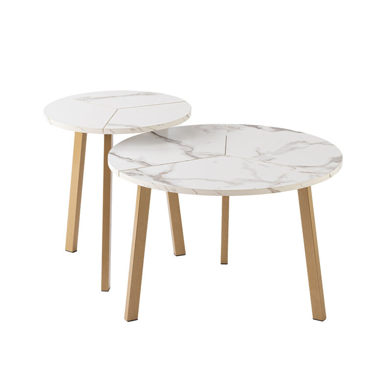 Nesting Coffee Table, White, Gold