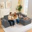 Canapé modulaire en L réversible de 105 po avec repose-pieds et coussins, canapé en tissu d'ameublement en velours côtelé moelleux et moderne, canapé spacieux pour salon et appartement-121085215