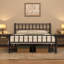 Minimalist Metal Bed Frame with Slatted Headboard-777585065-800080578