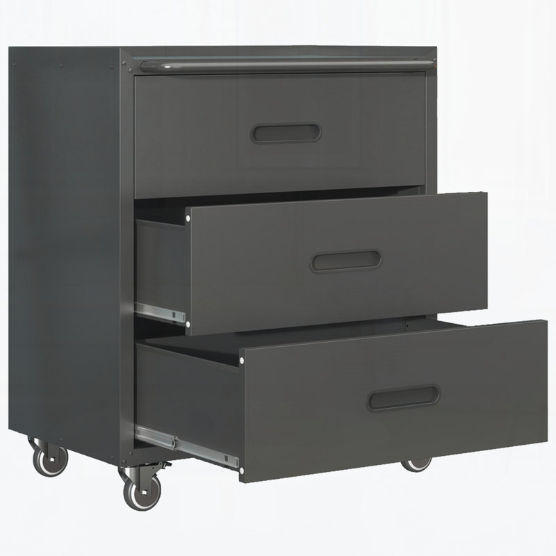 Heavy-Duty Metal Storage Cabinet with Wheels - 3 Drawer Tool Cabinet for Garage, Office, and Home Organizer Solutions