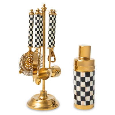 Courtly Check® 3260 Black/White/Gold Edition 6 - Piece Bar Set