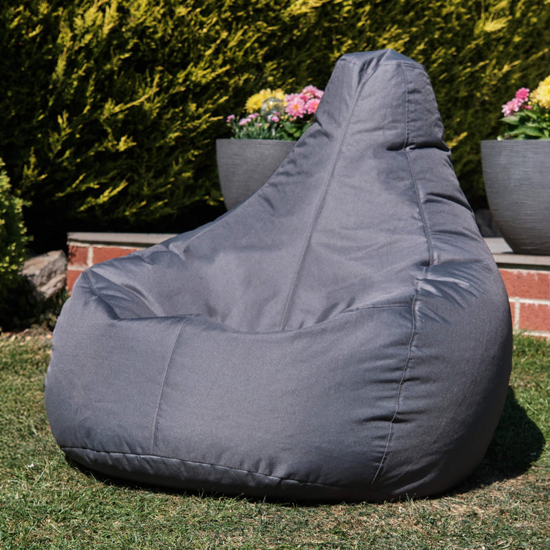 Bean Bag Bazaar Dalton Water-Resistant High Back Recliner Bean Bag, Dark Grey