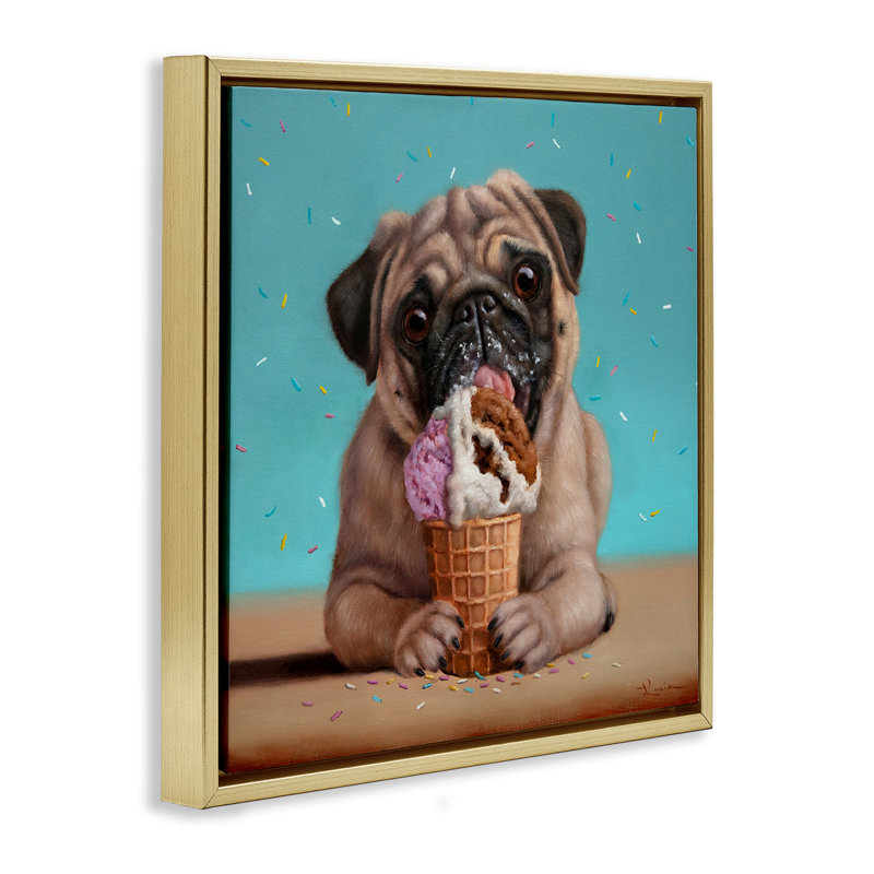 Cadre flottant crème glacée et chien Neapawlitan, design par Lucia Heffernan, H 18 po x l 18 po