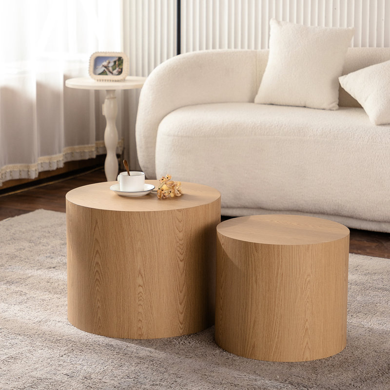 Ensemble de 2 tables basses gigognes, Naturel