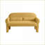 Causeuses pour le salon, laine d'agneau moderne avec coussin lombaire | Structure en bois massif | Mousse | Jaune moutarde