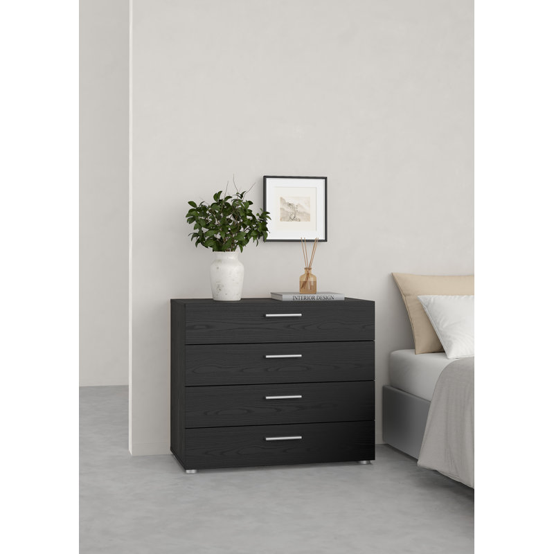 Commode à 4 tiroirs de 31,57 po Gianna, Grain de bois noir