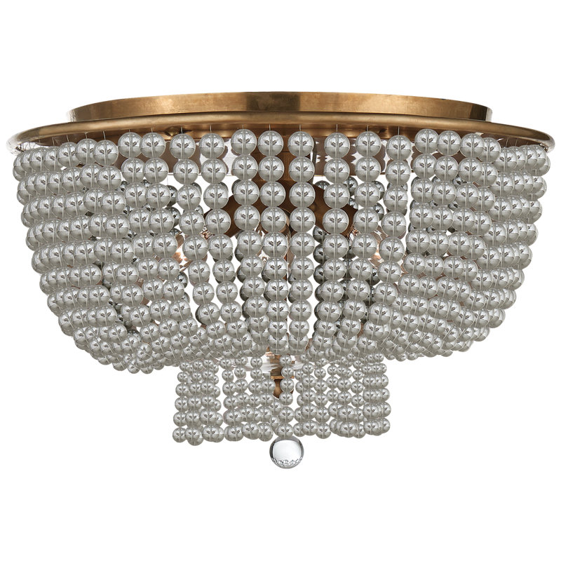 AERIN Jacqueline Flush Mount, Antique Brass, Clear Glass