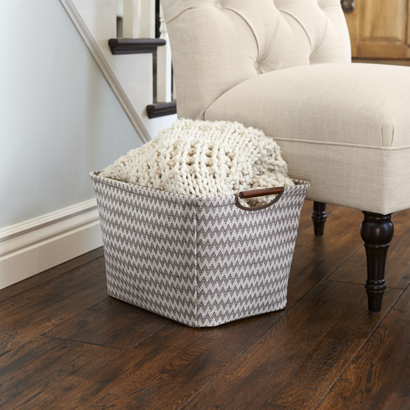 Bac de rangement effilé en tissu, H 11 po x l 16 po x p 13 po, Brun / crème