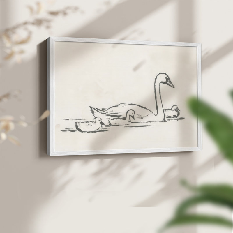 Swan Sketch III -Framed Print - Restickable, H 22 po x l 28 po, Blanc