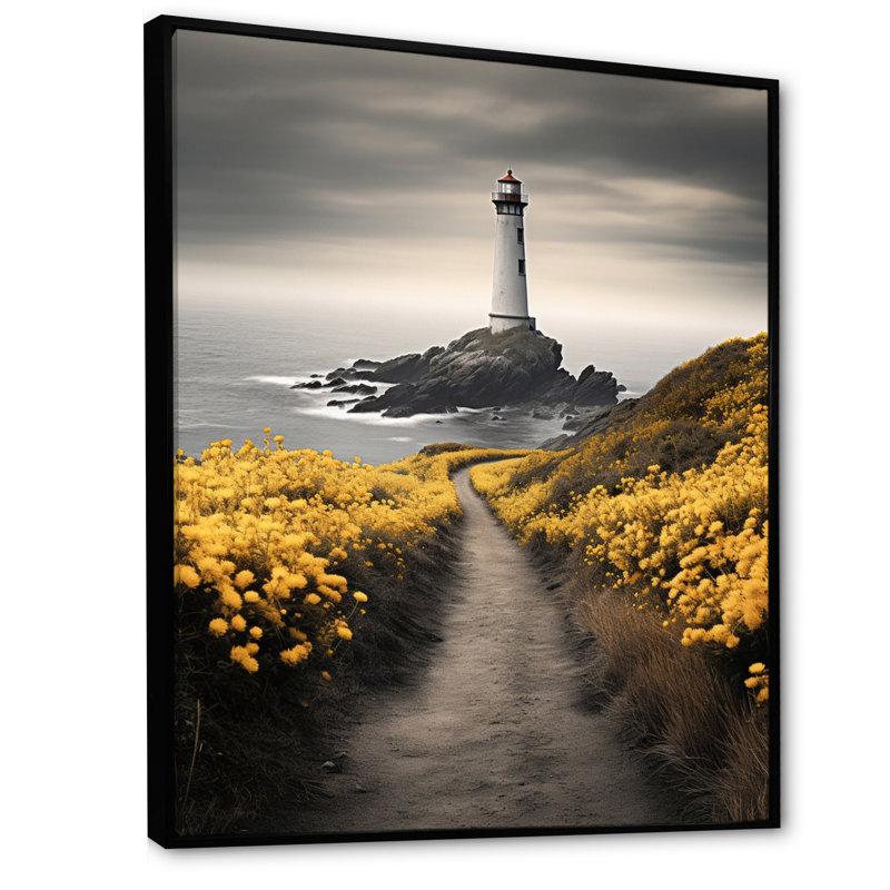 Brume côtière - art mural sur toile océan côtier, H 44 po x l 34 po x P 1,5 po, Cadre flottant noir