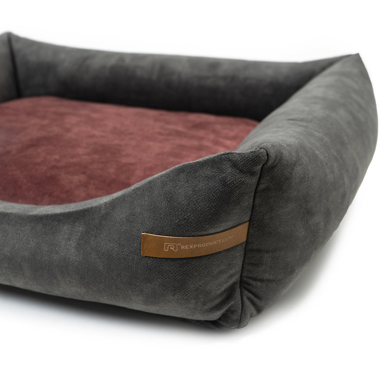 Orthopedic Polyester Pet Bed, 20cm H x 85cm W x 105cm D, Khaki/Red