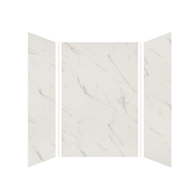 36" X 60" X 80" Three Panel Shower Wall Panel Surround Kit Calacatta Gold Marble Pattern