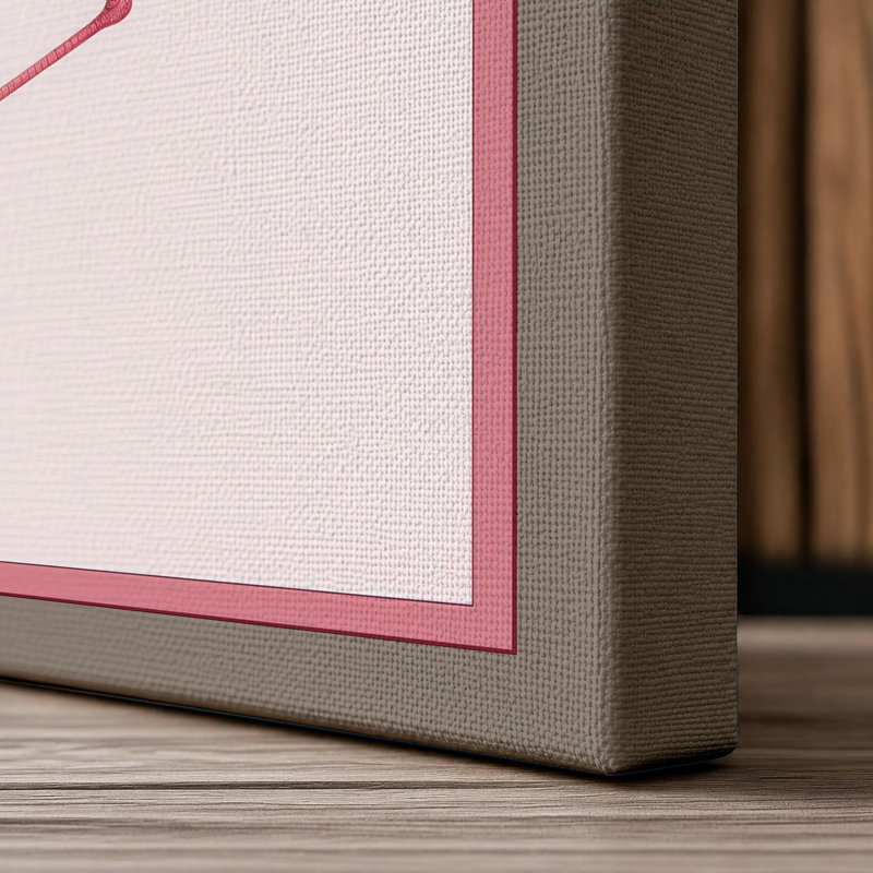 Flamingo in Bloom Botanical - Wrapped Canvas, 30x20 - 76.2 x 50.8 cm, Taupe Border