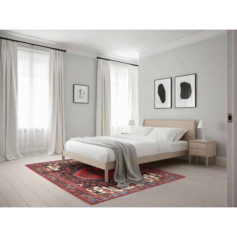 Tapis traditionnel rouge / brun, Rectangle 5 pi x 7 pi