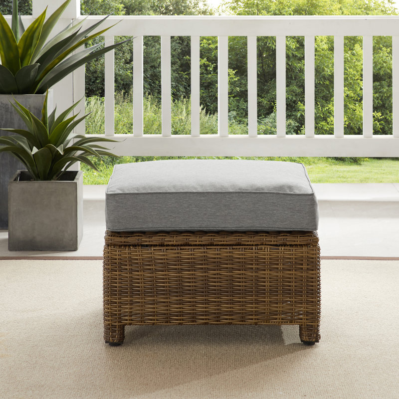 Repose-pieds d'extérieur avec coussin Regina, Gris, Brun