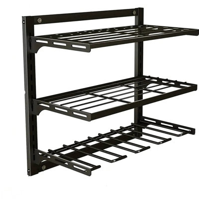Heavy - Duty 3 Tier Metal Wall Mounted Power Tool Shelf, Efficient Arrangement Adjustable Mount For Tools, Fit In Narrow Work Areas