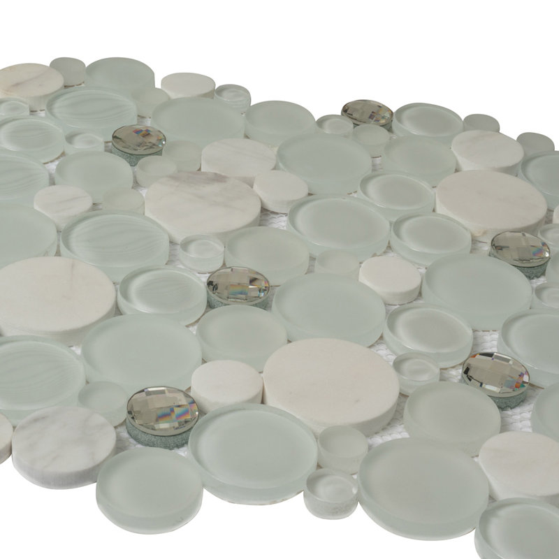 11.6"X11.6" Sparkly Glass And Stone Mosaic Tile