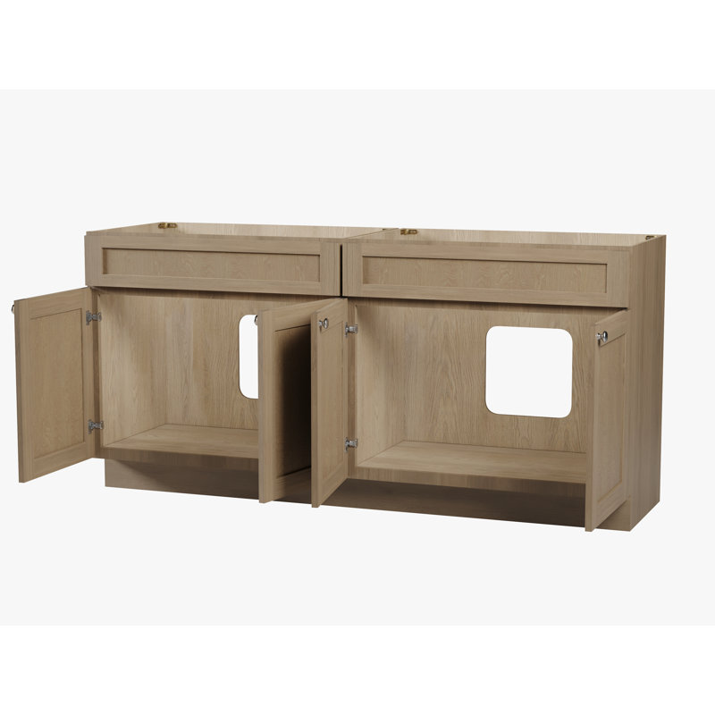 Base de meuble-lavabo double 72 po Disar, Chêne naturel