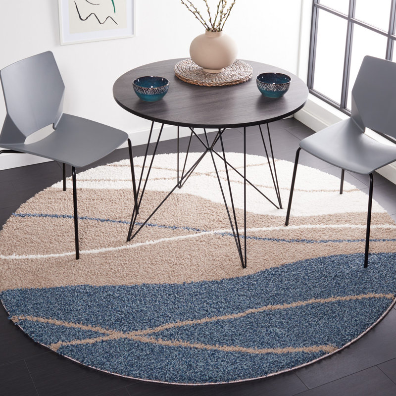 Cathyrn Shag Performance Abstract Rug, Round 6'7"