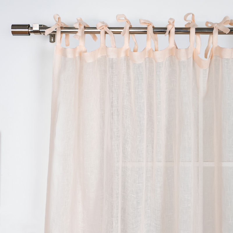 Jensen Linen Sheer Single Curtain Panel Panel, 52" W x 84" L, Pink