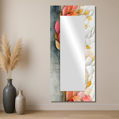 Velours rose nature pétale dans le vent - miroir décoratif fleurs - imprimé sur métal