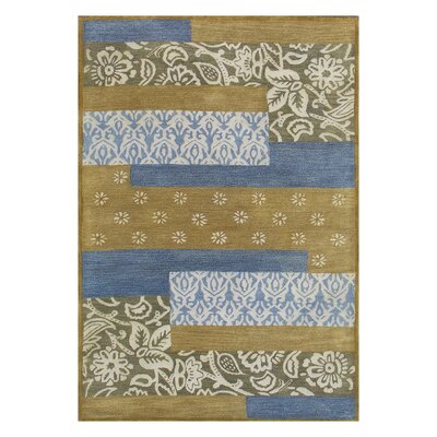 Vision Floral Handmade Tufted Wool Green/Blue/Yellow Area Rug -  Dynamic Rugs