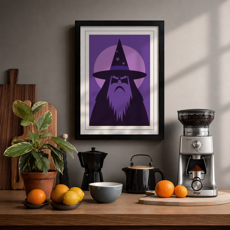 Starlit Wizard Minimalist - Print, A1 - 84.1 x 59.4 cm, Black