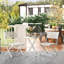Outdoor Bistro Set 55*46*80 cm Powder-Coated Steel 3 Pieces Bistro Set White Glass-Top & Foldable & Protective Feet