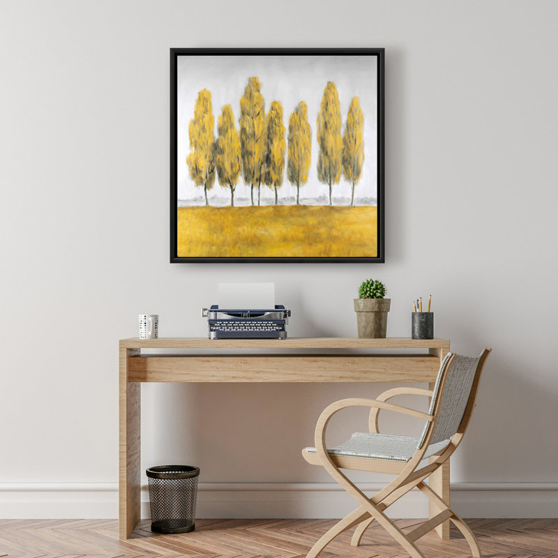 Abstrait, reproduction d'arbres jaunes sur toile