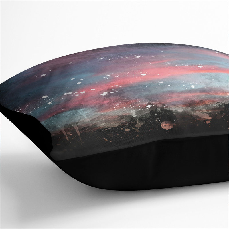 Sunset View Vol.2 Paint Splash Square Throw Cushion, 40cm H x 40cm W x 15cm D, Black