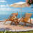 3-Piece Outdoor Solid Wood Seating Group with 2 Folding lounge chairs & Round Table
