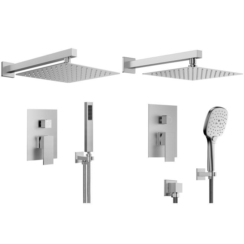 2 Pack Pressure Balanced Shower Faucet System with Rough in-Valve, Brushed Nickel