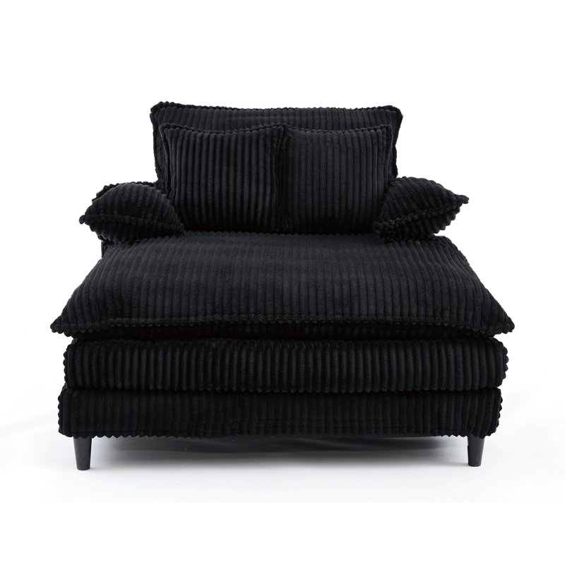 54.75" W Oversized Chaise Lounge Chair, Black