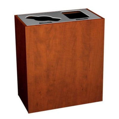 Poubelle de recyclage et de poubelle commerciale Sturdy Essentials Stratus Series de style moderne avec finition en bois moderne