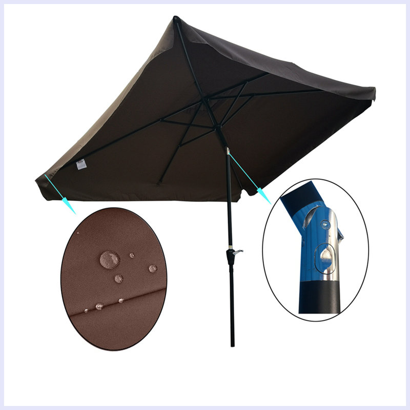 Mosaab 120'' x 78'' Rectangular Market Umbrella, Chocolate