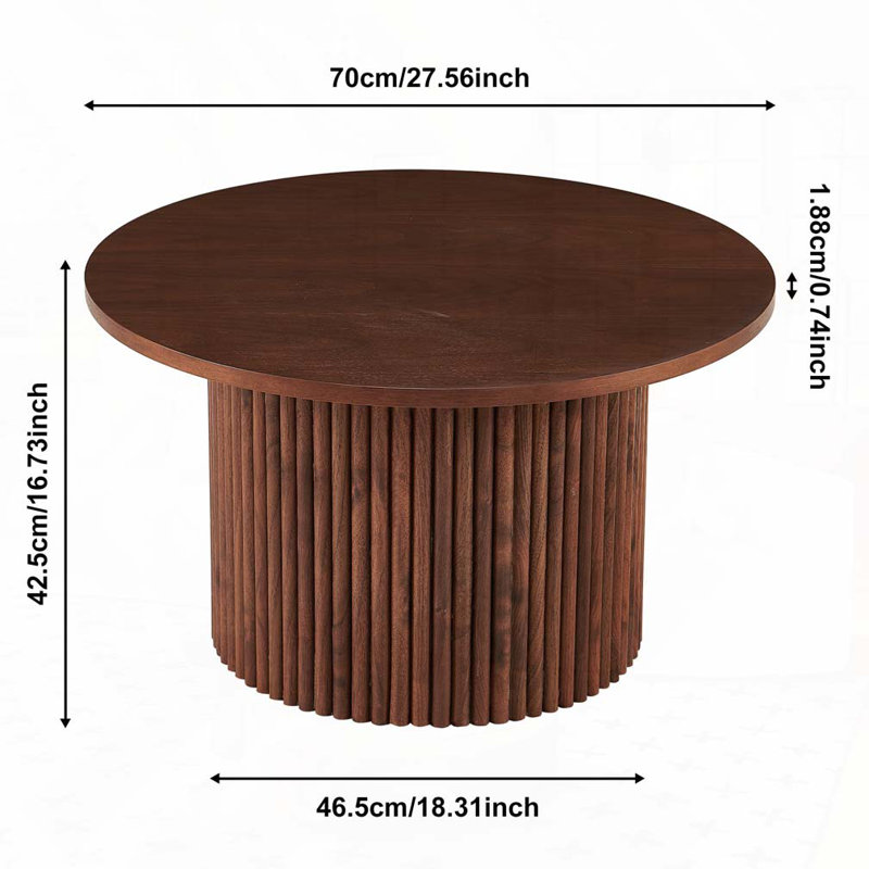 Table de salle à manger ronde en bois, H 16,73 po x L 27,56 po x l 27,56 po