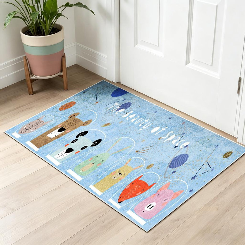 Tapis noir mignons et lavables à la machine, Rectangle 32" x 47"