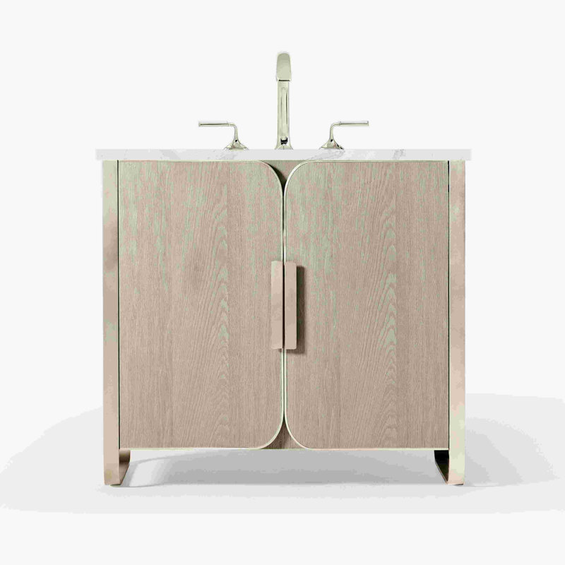 Base de meuble-lavabo simple autoportant 35,88 po Craft Series Bergman, Gris naturel avec étain brossé
