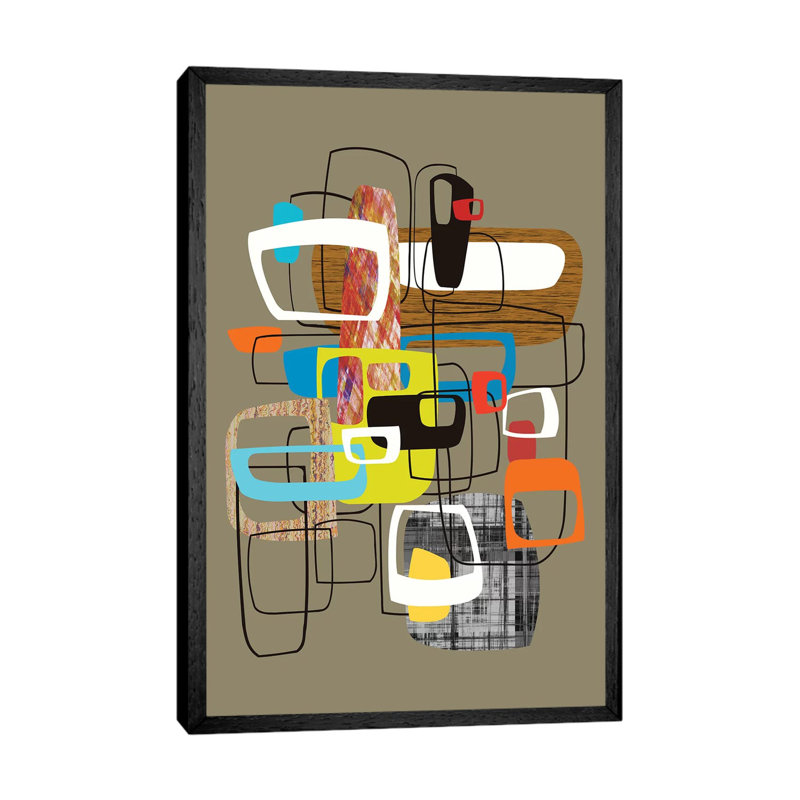 Lined With Hollow Shapes by Angel Estevez - Print on Canvas, 101.6 cm H x 66.04 cm W, Black Framed