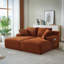 Double méridienne orange, compressible et sans assemblage, canapé-lit moelleux pour la lecture du salon de la chambre à coucher, confort de rembourrage à ressorts, style tissu velours côtelé